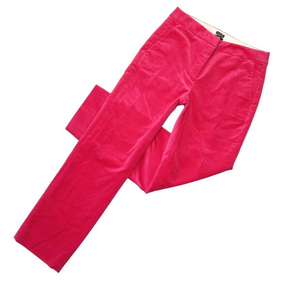 NWT J.Crew Kate Straight-leg Pant in Dragonfruit Pink Stretch Velvet Trouser 2